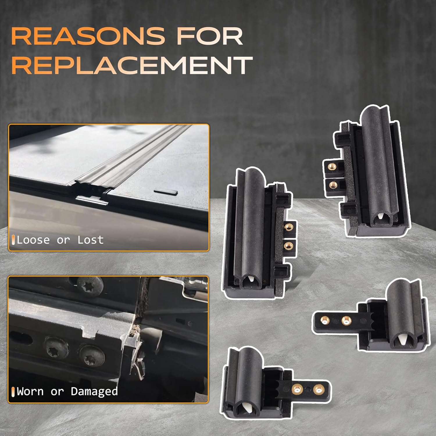 Tri Fold Truck Bed Tonneau Cover Hinge End Cap Kit Compatible for 2016-2023 Toyota Tacoma, 4PCS Replacement Set 64917-04010, 64918-04010, 64915-04010, 64916-04010, Front & Rear, Left & Right