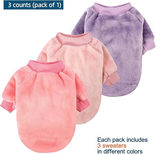 Miniatura 7 de Algudbilt Suéteres para perros, paquete de 3 unidades, ropa para perros pequeños, niños, niñas, XS, camisas de perrito y gato, ropa de invierno,