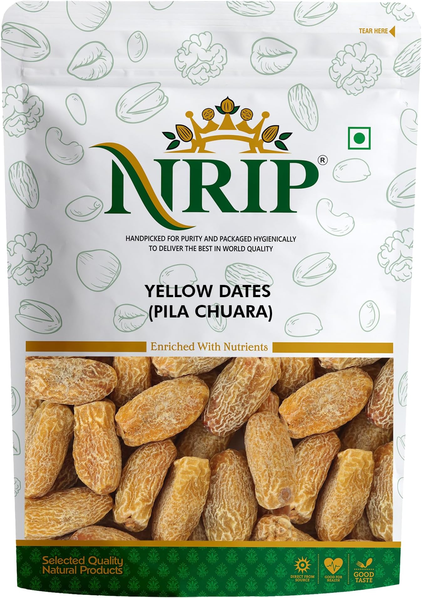 NRIP Premium Yellow Dates Dry Khajoor (Pila Chuara) 200 Gm