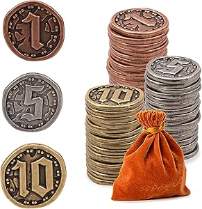 50PCS Metal Coins for Board Games