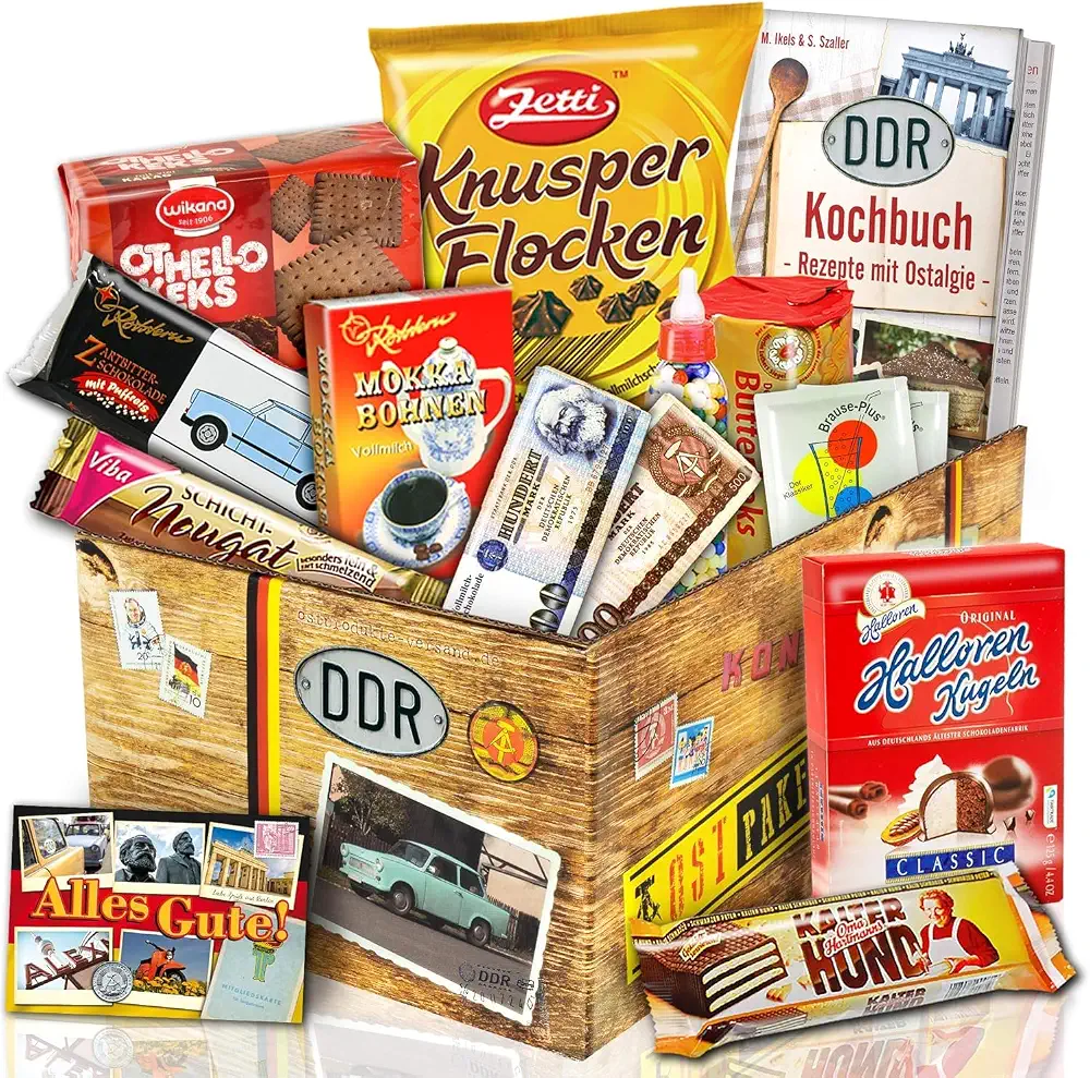 Ostalgie-Box mit 13 DDR-Süßigkeiten und Kochbuch, Foto 1