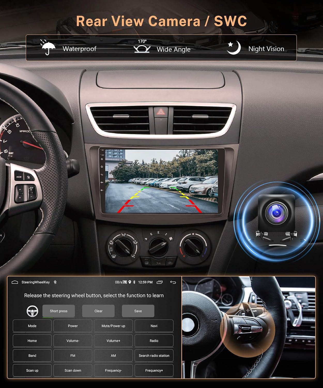 Rimoody Android 8 Core 4G+64G Car Radio for Suzuki Swift 2011-2017 Car Stereo Wireless Carplay Android Auto DSP 9 Inch Touchscreen Bluetooth FM RDS GPS WiFi Mirror Link Backup Camera