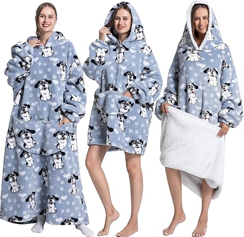 Très Chic Mailanda Manta con capucha para mujer, sudadera de gran tamaño con mangas y bolsillos gigantes para hombres adultos