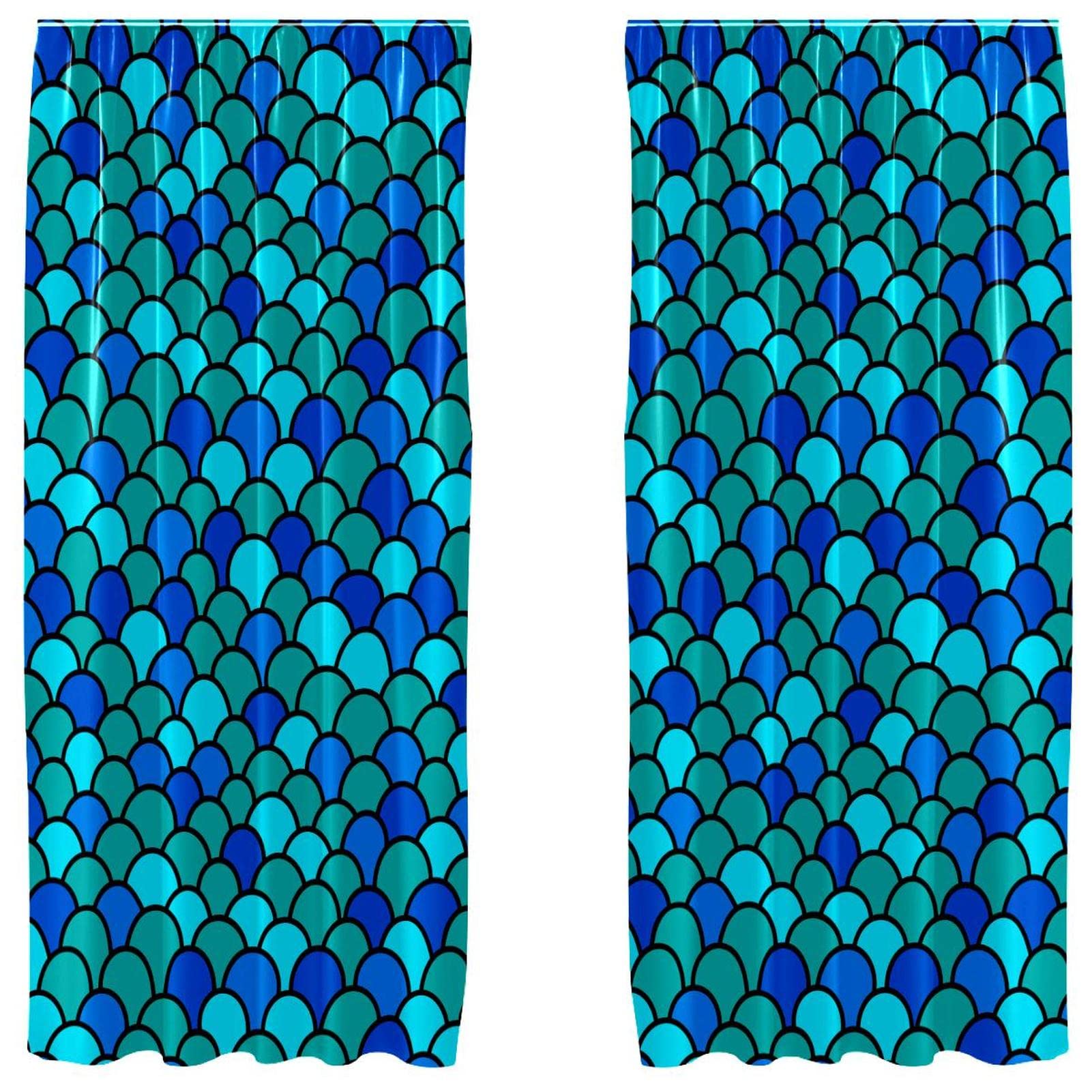 Rideaux occultants thermiques en microfibre motif écailles pour bloquer la lumière du jour