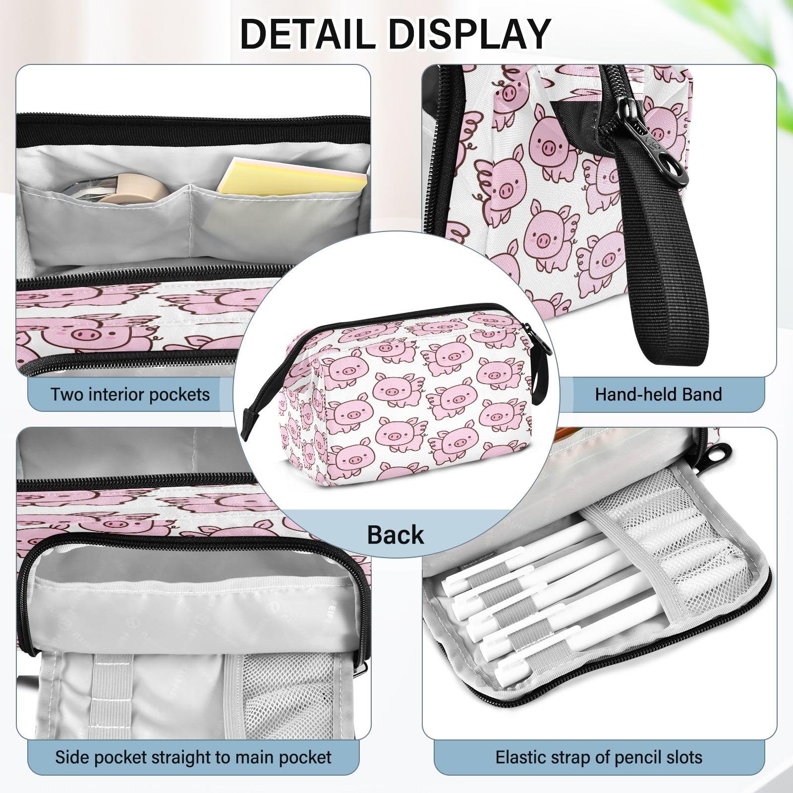 Mnsruu Little Pig Big Capacity Pencil Case Pouch Pen Case Pencil Box Stationery Office Organizer Bag for Boys Girls - Image 4