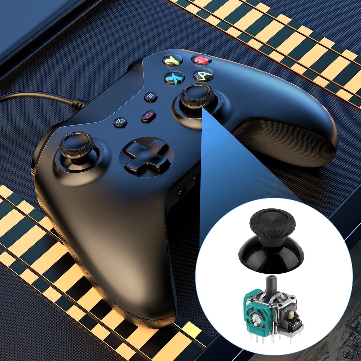 Replacement Joystick Axis Analog Sensor Module Thumbstick Console Controller Repair Kit for Xbox One with Thumbsticks Cap Screwdrivers Repair Tools