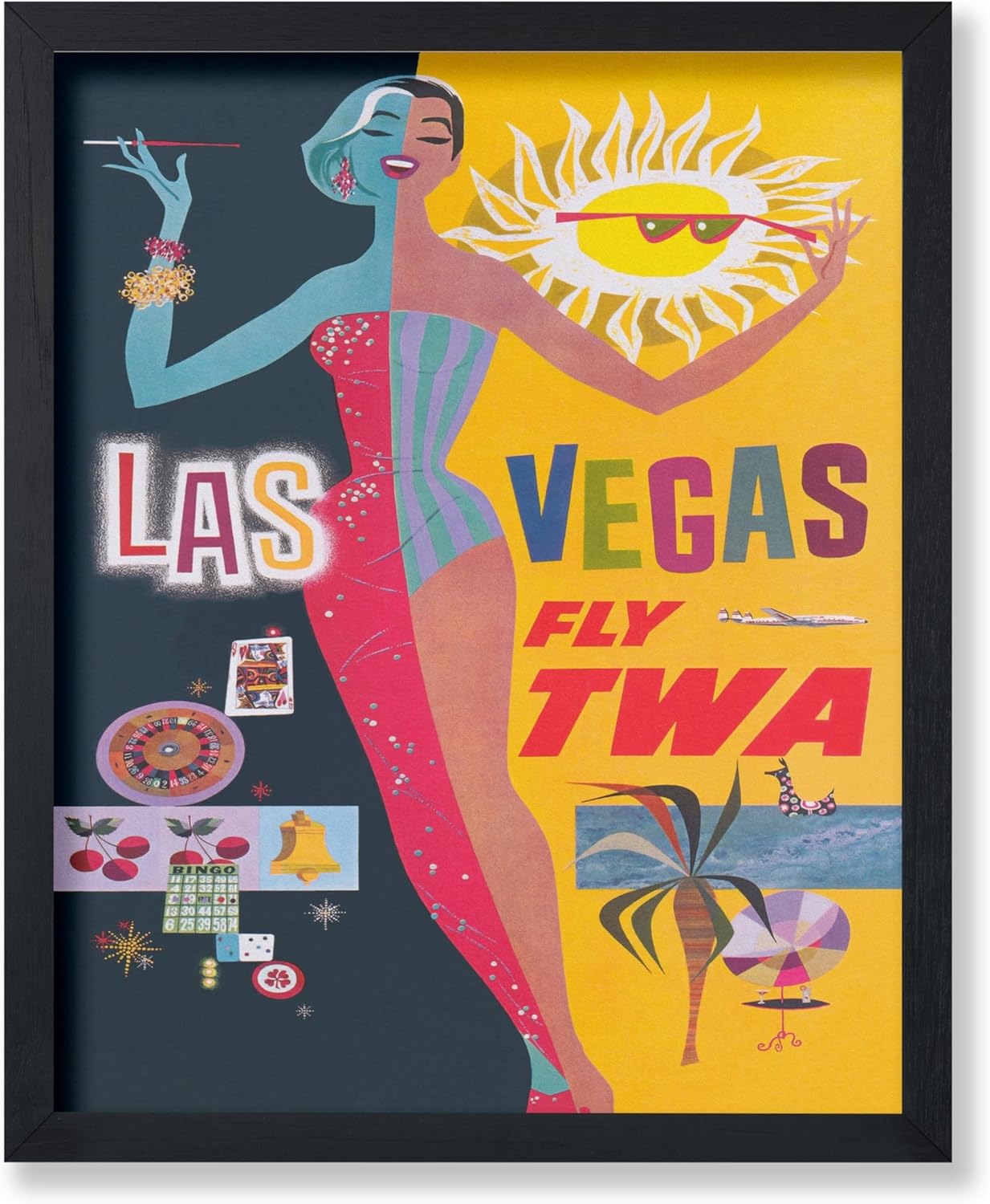 Poster Master Vintage Travel Poster - Retro Las Vegas Print - Nightlife Dancer Art - Entertainment Art - Gift for Him, Her, Travel Lover - Chic Decor for Bedroom, Living Room - 8x10 UNFRAMED Wall Art