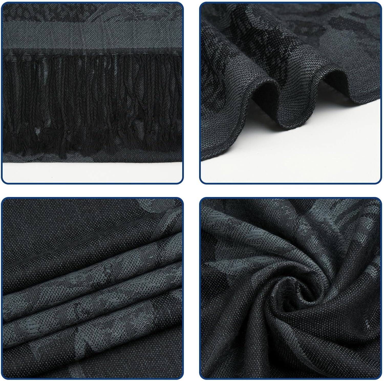 Paisley Pashmina Shawls and Wraps for Women Reversible Jacquard Festival Rave Pashmina Scarves with Fringe Vintage - Image 2