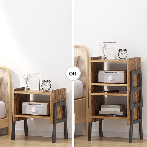 Miniatura 7 de TUTOTAK Nightstnd, juego de 2, mesas auxiliares apilables, mesa auxiliar, mesitas de noche con estante de almacenamiento abierto, dormitorio, sala