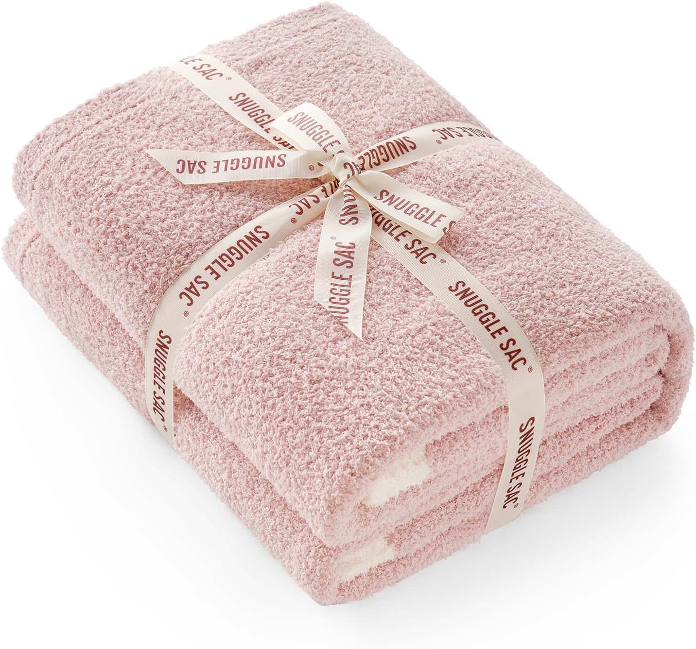 Snuggle Sac Ultra Soft Throw Blanket for Couch Bed Sofa 50x60 inches, Reversible Pink Blanket Microfiber Fluffy Fuzzy Cozy Knit Throws for Women Mothers Birthday Gifts - Image 7
