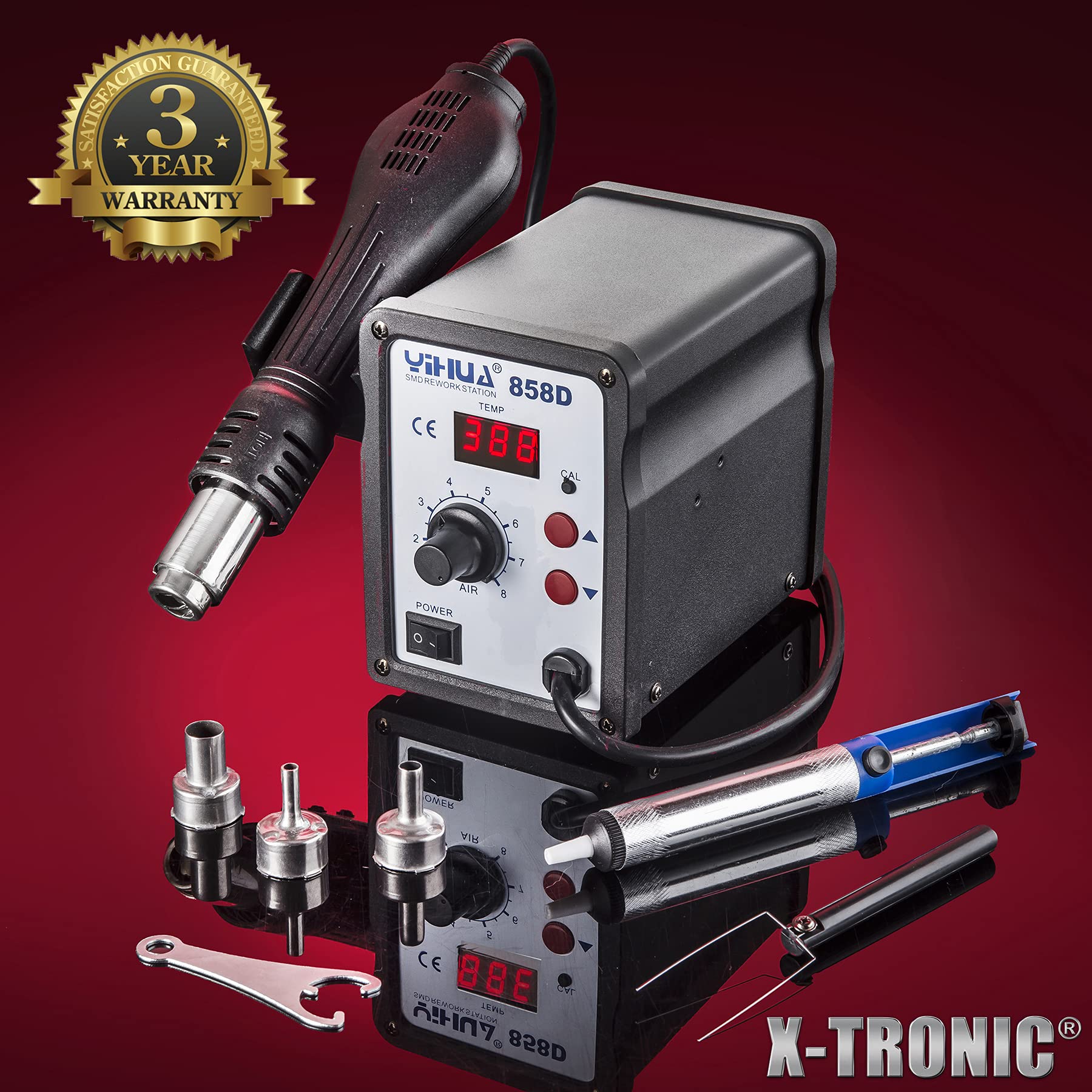 Yihua 858D • 650 Watt Hot Air SMD Soldering Rework Station • 100°C