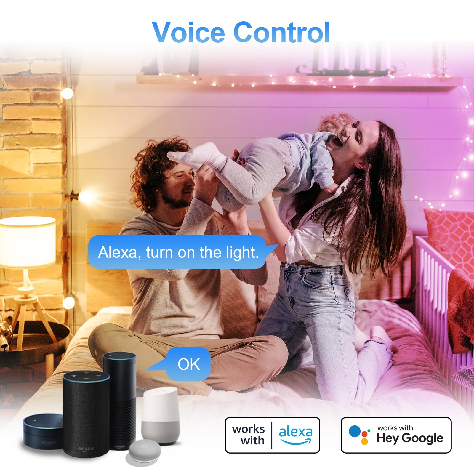 ANTELA Lampadina WiFi Intelligente E27, 9W 1000 Lumen Lampadine Led Smart Alexa Multicolore RGBCW Dimmerabile 2700-6500K, Funziona con Alexa e Google Home, Telecomando con APP, 4Pezzi