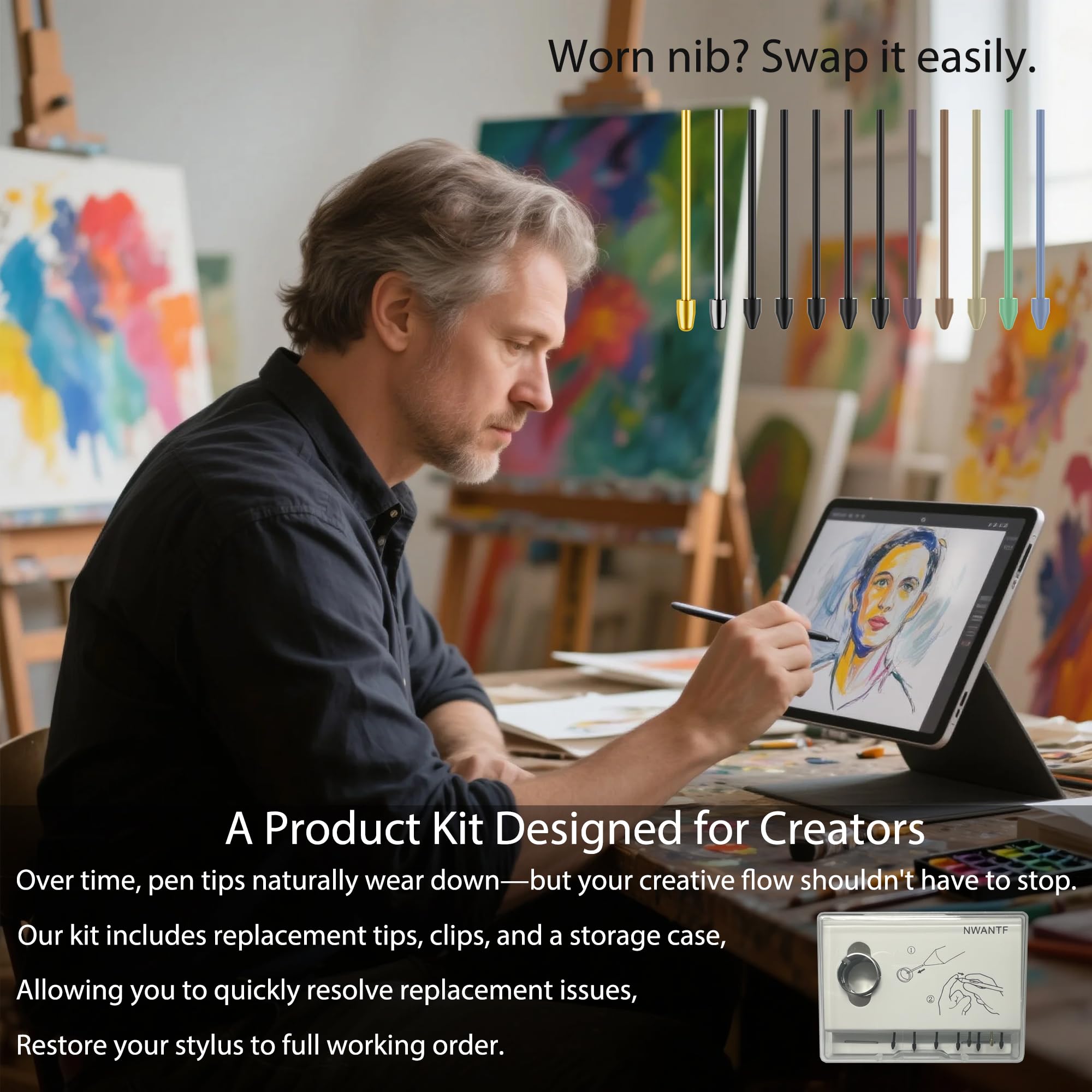 Zamiennik metalowych końcówek/końcówek do Samsung Galaxy Tab S9/S9FE+/S9 Ultra/S8/S8+/S8 Ultra/S7/S7 FE/S6/S6 Lite/S22/S23 Ultra S, tworzywo sztuczne + miedź + tytanowe sprężyny/końcówki + klips +