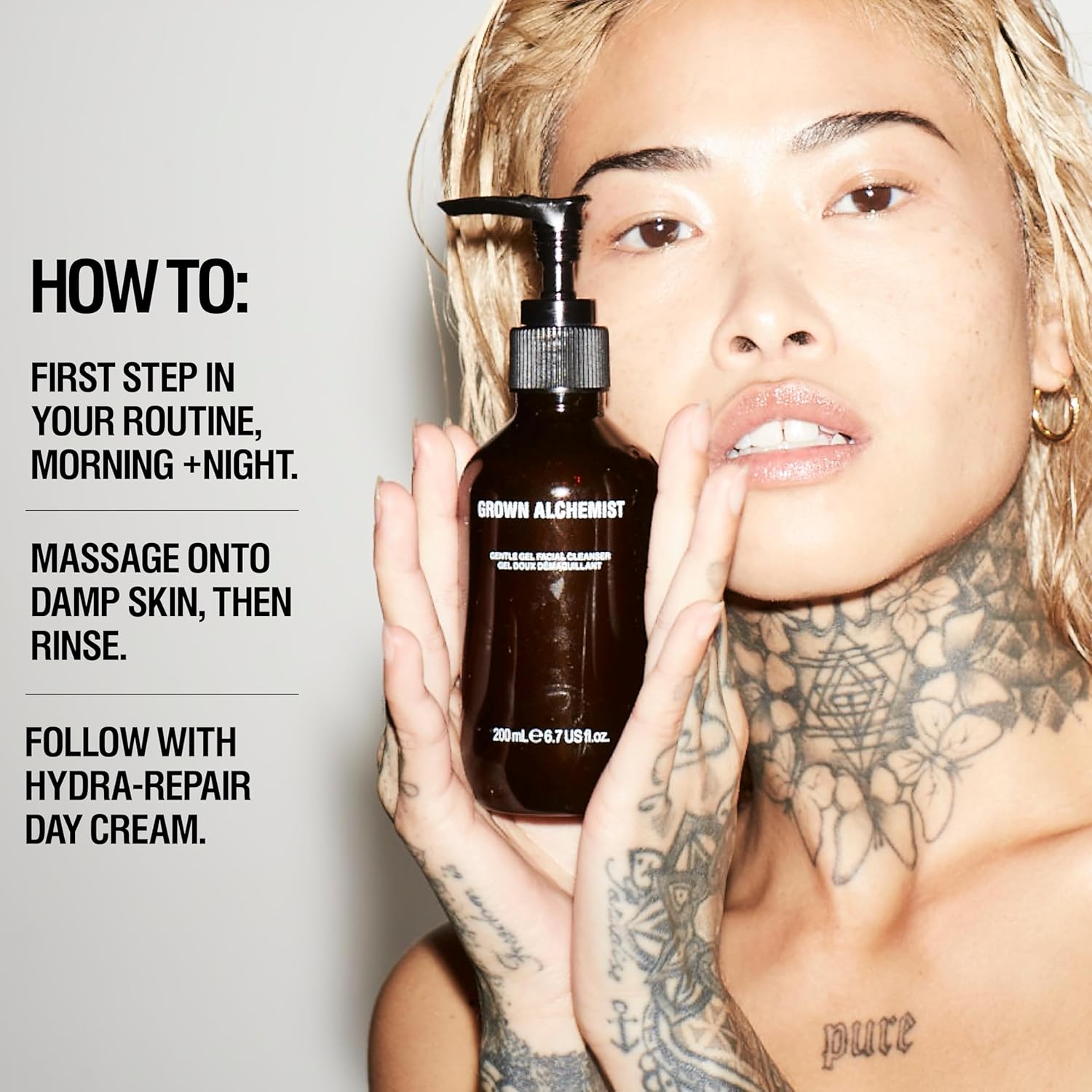 Grown Alchemist Gentle Gel Facial Cleanser (200ml) Natural Face Wash. Hydrating Bergamot & Rosebud Exfoliating with Willow Bark, a Salicylic Acid Alternative.(Natural Gentle Gel)