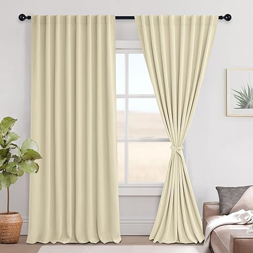 Miniatura 23 de Hiasan Cortinas opacas blancas extra anchas para dormitorio, cortinas opacas térmicas extra anchas de 72 pulgadas de largo, con pestaña trasera,