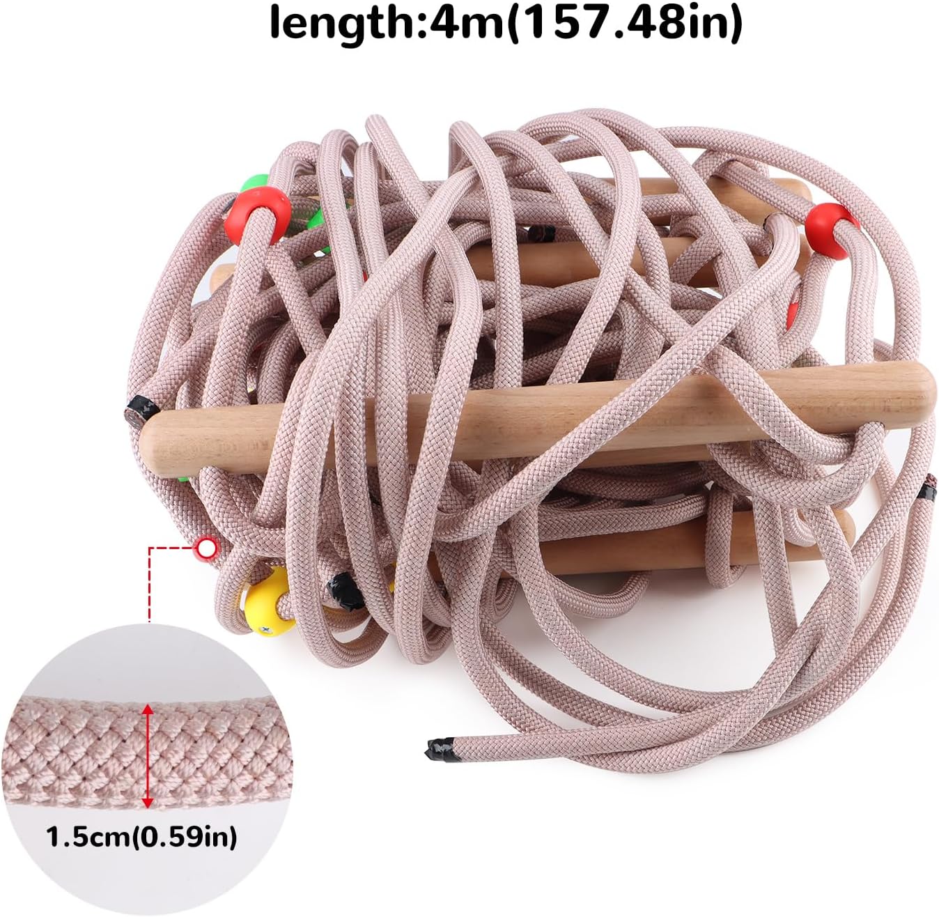 Goldmeet Outdoor Rope Bridge Ladder, 2M/6.56FT Climbing Rope Bridge for Outdoor Backyard Playground, Solid Wood Climbing Bridge Ladder for Equipment Sports Fitness Obstacle Training