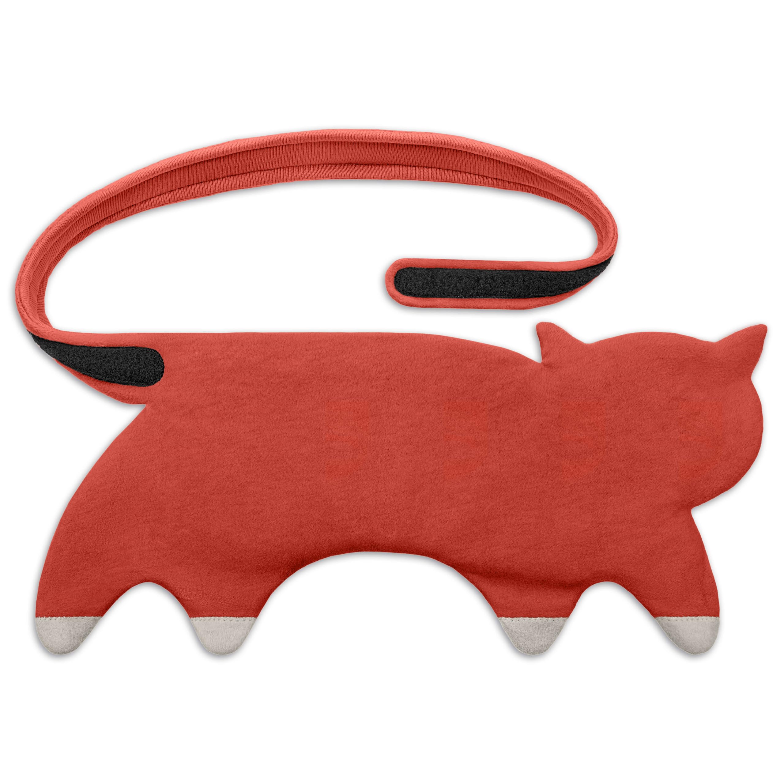 LESCHI Cuscino termico per microonde - In cotone bio con grano biologico - Cuscino riscaldante a 10 camere - Ideale per dolori mestruali, alla pancia, schiena e zona lombare - Gatto, rosso
