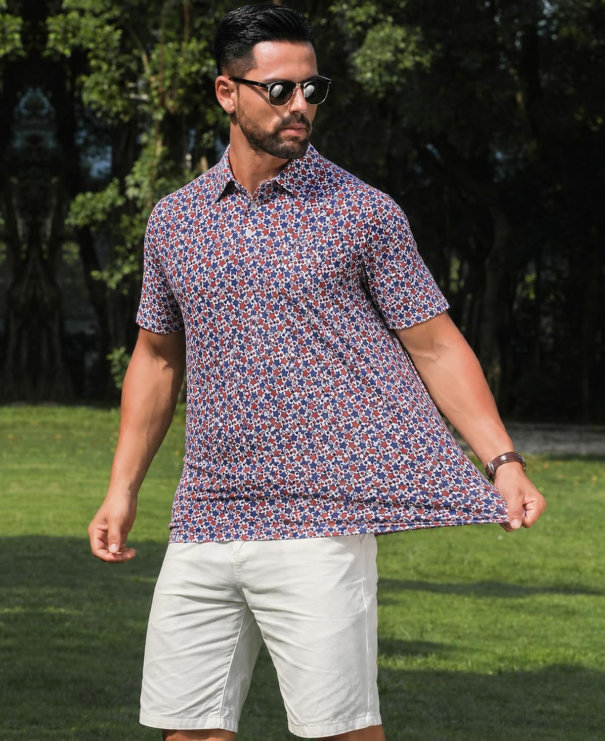 zeetoo Men's Polo Shirts Hawaiian Golf Polos Shirts Short Sleeve Performance Moisture Wicking Mens Golf Shirts