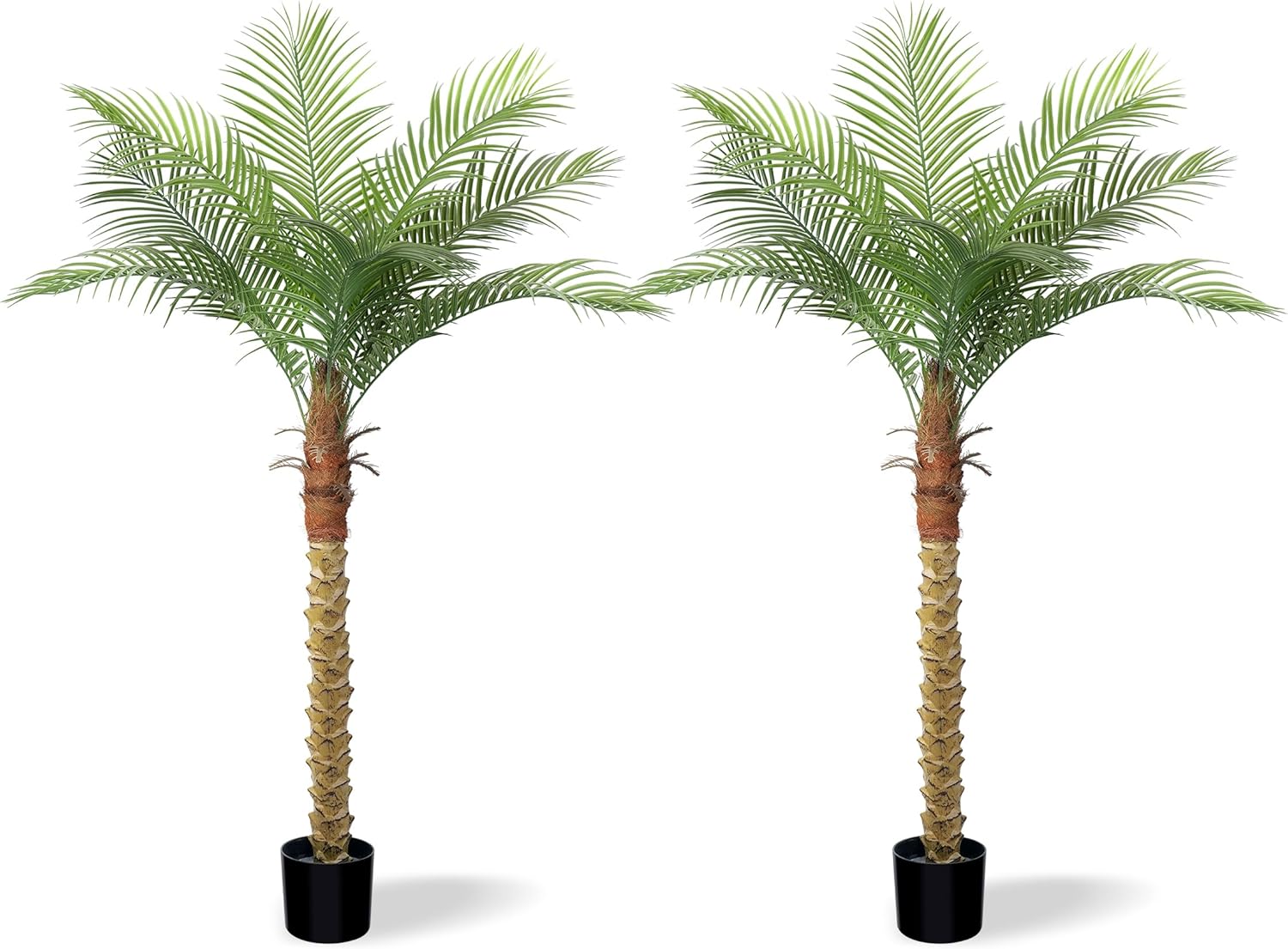 Artificial Phoenix Palm Tree 5ft Tall 2 Set – Fake Large Tropical Tree with 9 Adjustable Leaves, Outdoor Indoor Faux Sago Palm Plant for Living Room Patio Poolside Yard Decor