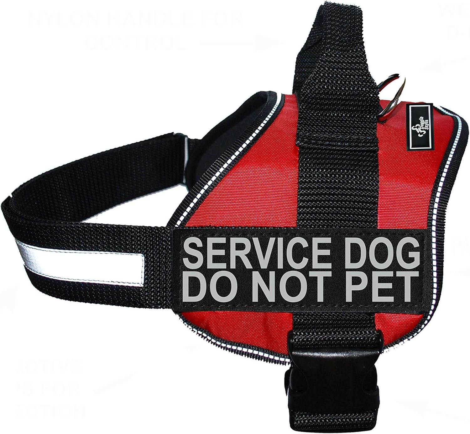 Doggie Stylz Service Dog Harness Vest Comes with 2 Reflective Service Dog DO NOT PET Patches. Please Measure Dog Before Ordering (Girth 12-16", Red)