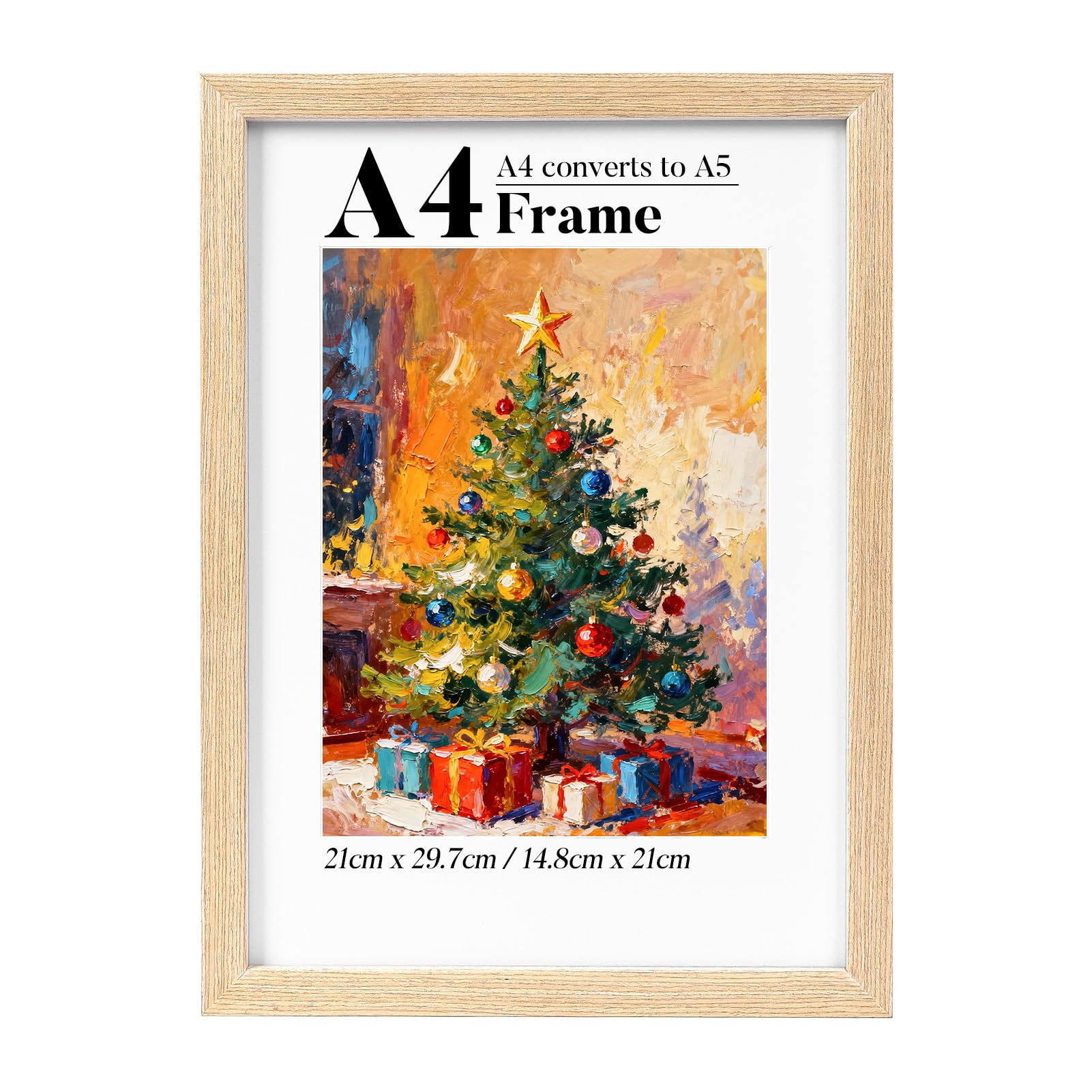 HOUSE DAY A4 Photo Frame, Solid Wood A4 Frame with Mount, A4 Picture Frame, Certificate Frame Wall Hanging for Family, Landscape, Pet Memorial, Wedding, 21x29.7cm, Pack of 1 — image 1