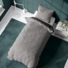 Leonado Vicenti Flannelette Bed Linen 135 x 200 cm 80 x 80 cm 2-Piece Premium 100% Cotton Warm Flannelette Duvet Cover Pillowcase Winter Grey Anthracite