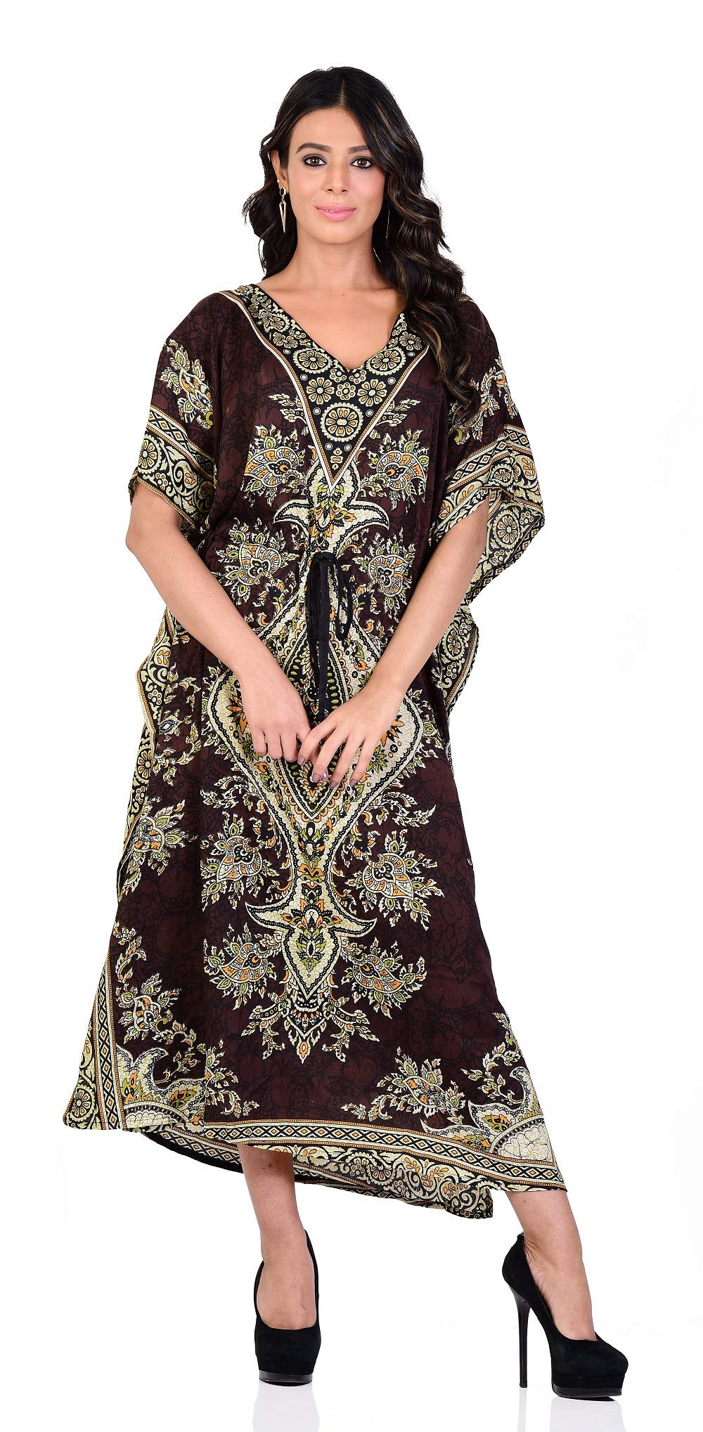 Women Kaftan Dress Kimono Caftan Ladies Long Gown Beach Cover Up Night Maxi Tunic Dresses Plus Size