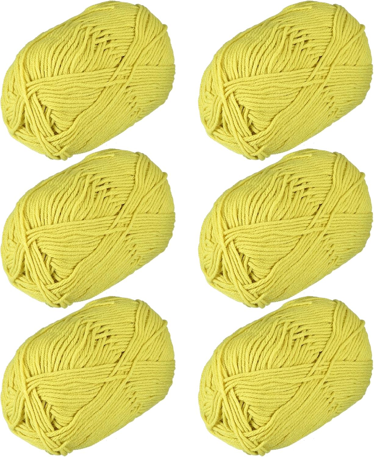 uxcell Acrylic Yarn Skeins, 300g/10.58oz (6 Pack of 50g) Soft Crochet Yarns for Knitting and Crocheting Craft Project, Yellow-Green