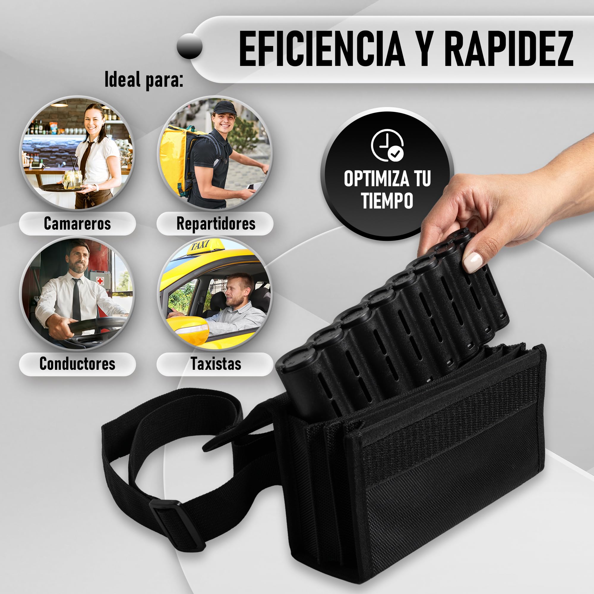 Bolso Camarero Organizador De Dinero Portamonedas Clasificador De Monedas Ideal para Monedero Taxista o Riñonera De Trabajo Organizador Porta Monedas Profesional Resistente Y Ajustable