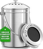 Vista 7 de Utopia Kitchen Cubo de compostaje para encimera de cocina, cubo de compostaje de 1.3 galones para cocina con tapa, incluye 1 filtro de carbón