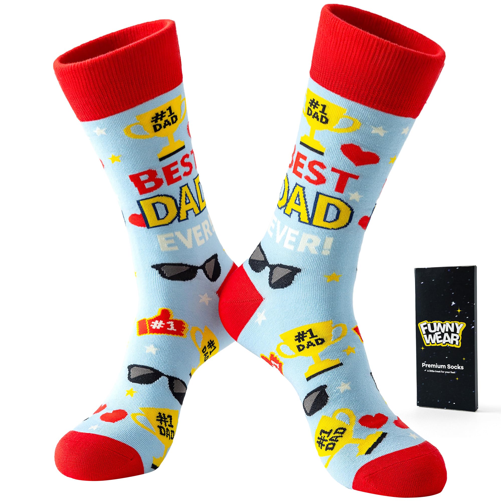 BISOUSOX Vatertagsgeschenk Lustige Socken Herren Geburtstag Geschenke Socken für Opa & Papa Super Bester Dad Baumwolle Fun Personalisierte Geschenke für Männer (EU 40-46)