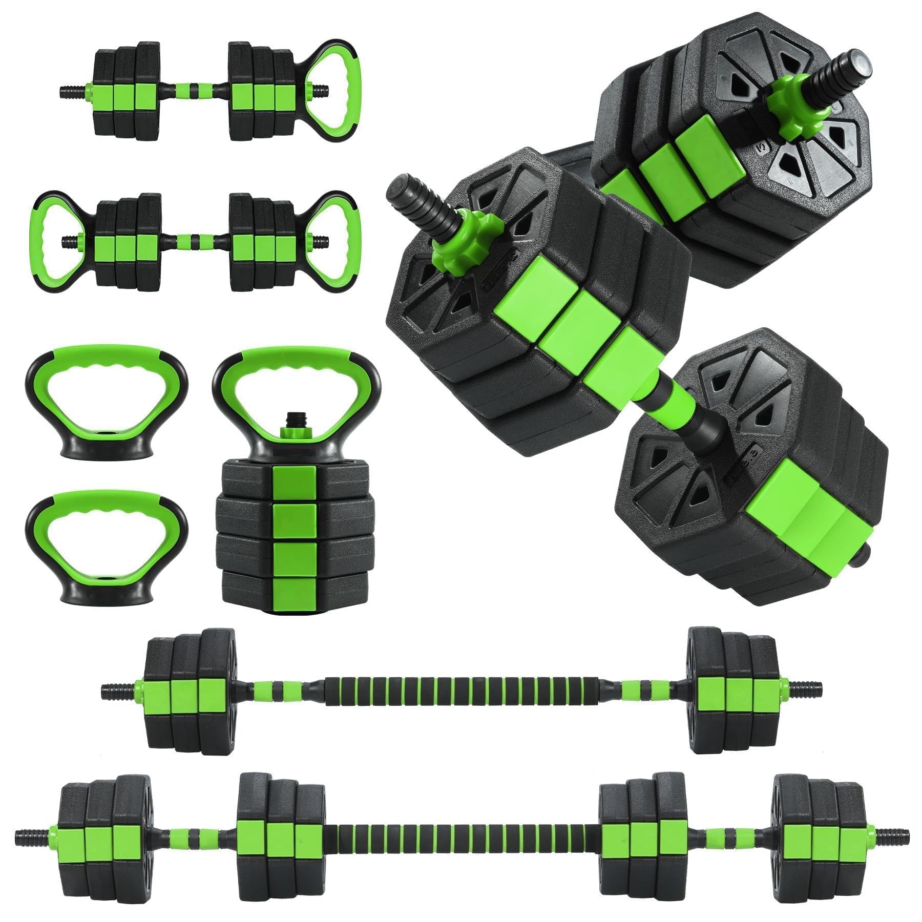 88 LBS Adjustable Dumbbell Set, 4-In-1 Weight Dumbbell Set with Connector, Octagonal Shape & Anti-Slip Handle, Converts to Kettlebells, Barbell, Push Up Stand for Home Gym Men & Women