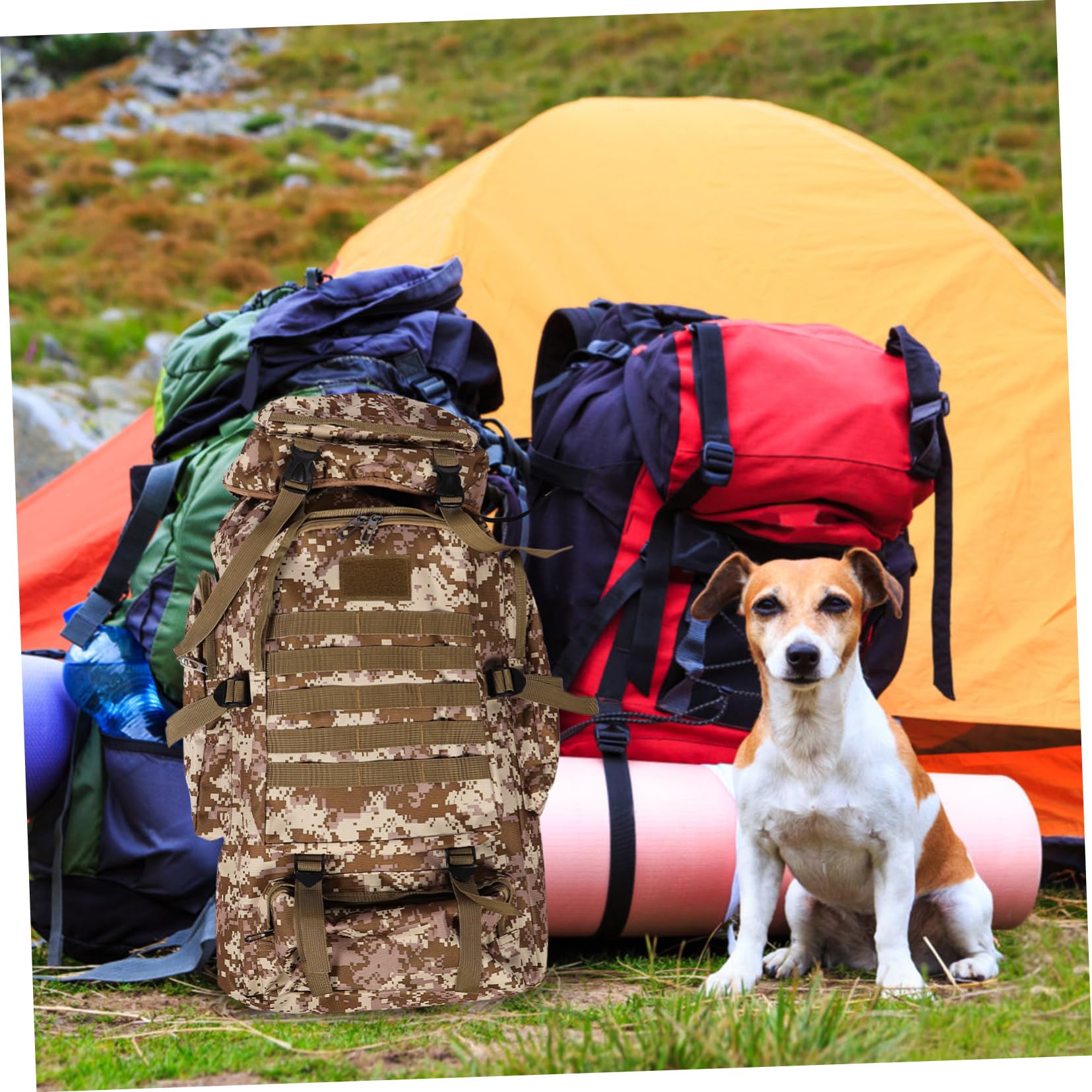 HANABASS Zaino da Trekking da Uomo Travel Backpack Waterproof Backpack Zaino da Trekking Leggero Resistente all'Acqua Zaino da Campeggio Portatile Borse da Trekking Panno Oxford Light Brown