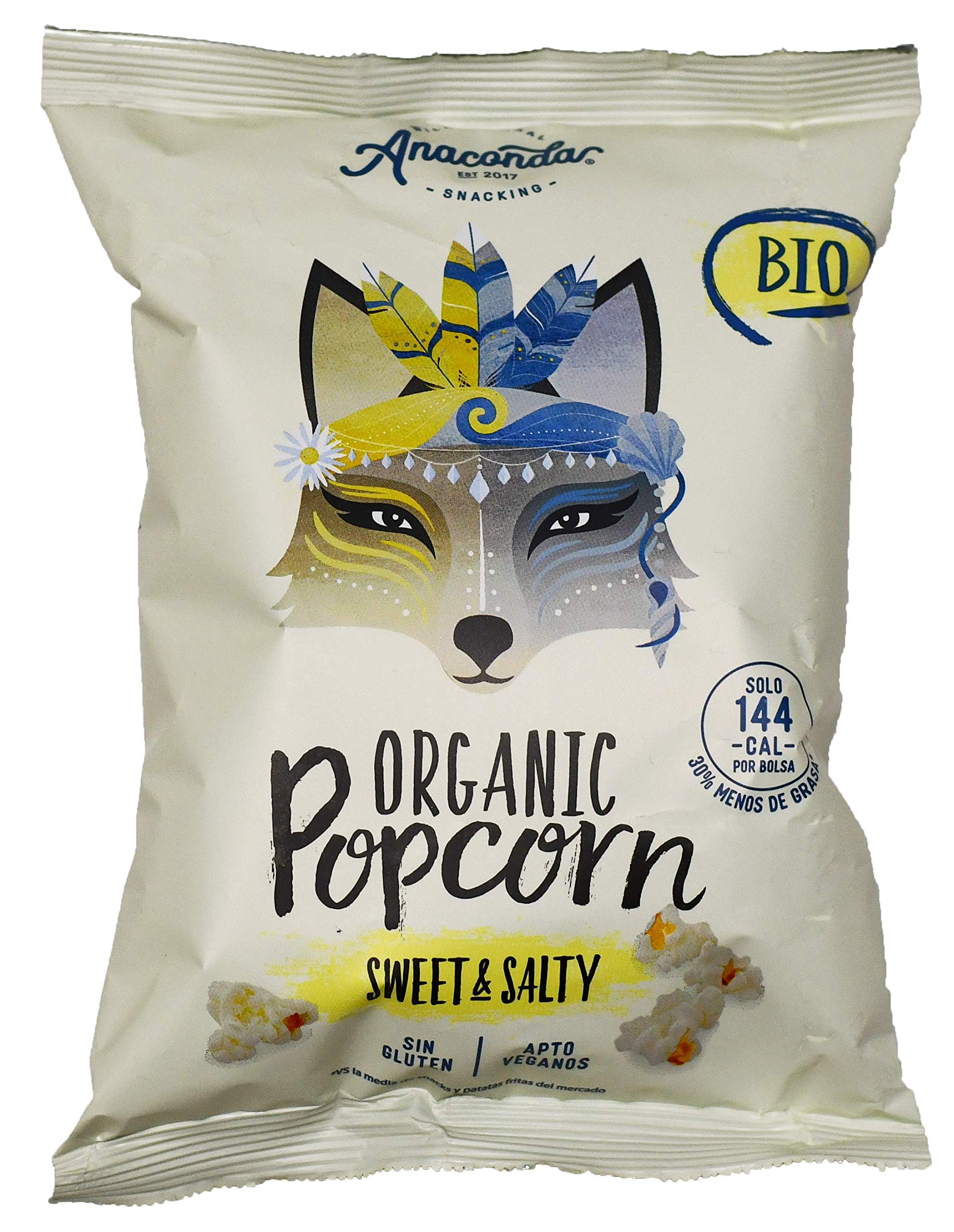 Anaconda Foods SL Palomitas de Maíz BIO 30 g, 1 paquete de 12