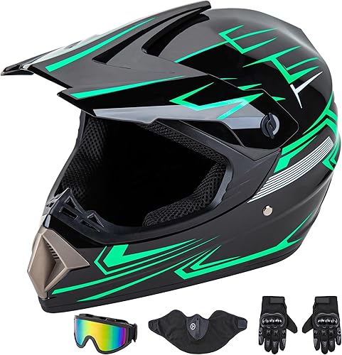 CARTMAN Adult Full Face Motorcycle Helmet, DOT Approved Dirt Bike Helmet, Matte Black and Red for Offroad, ATV, and Motocross