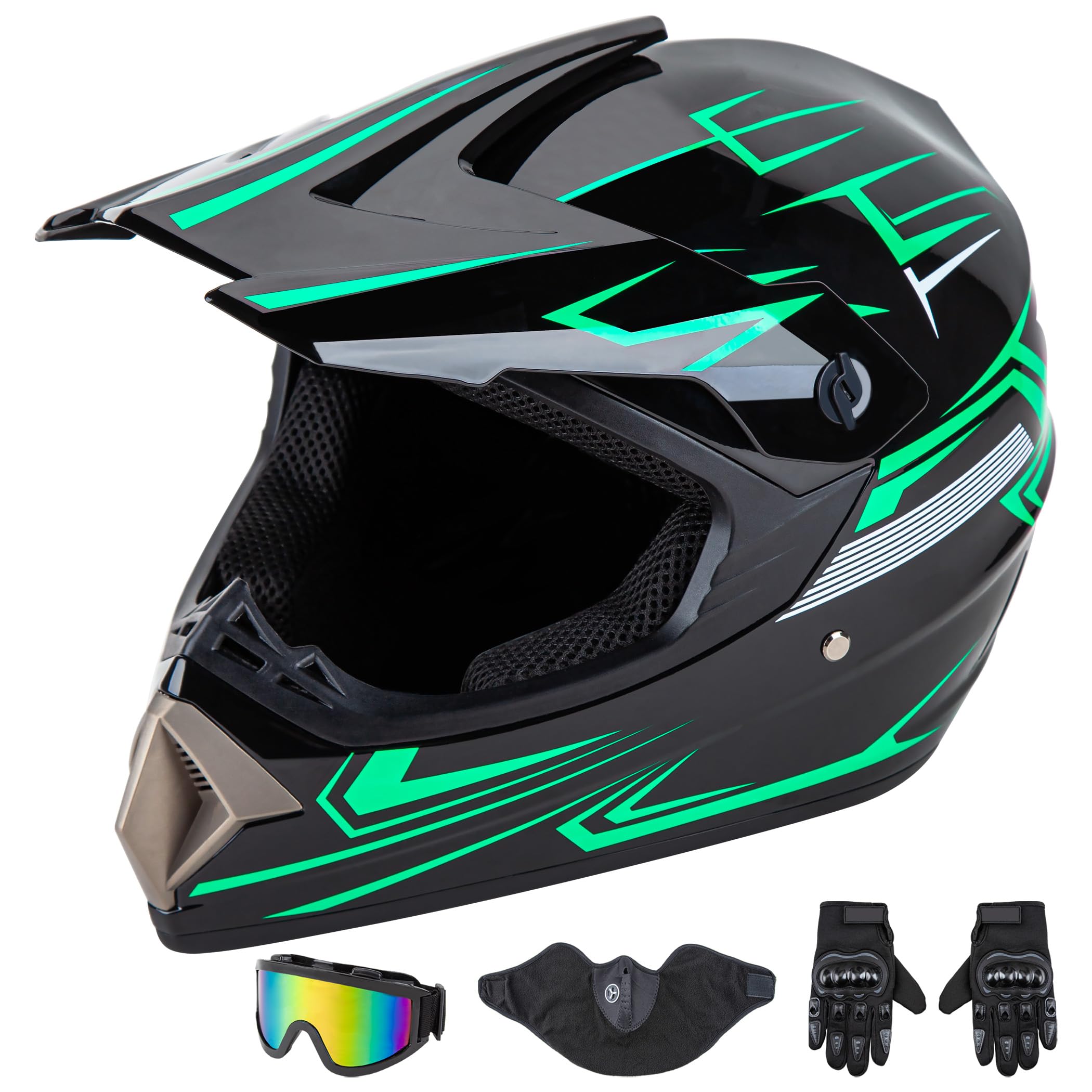 CARTMAN Adult Full Face Motorcycle Helmet, DOT Approved Dirt Bike Helmet, Matte Black and Red for Offroad, ATV, and Motocross