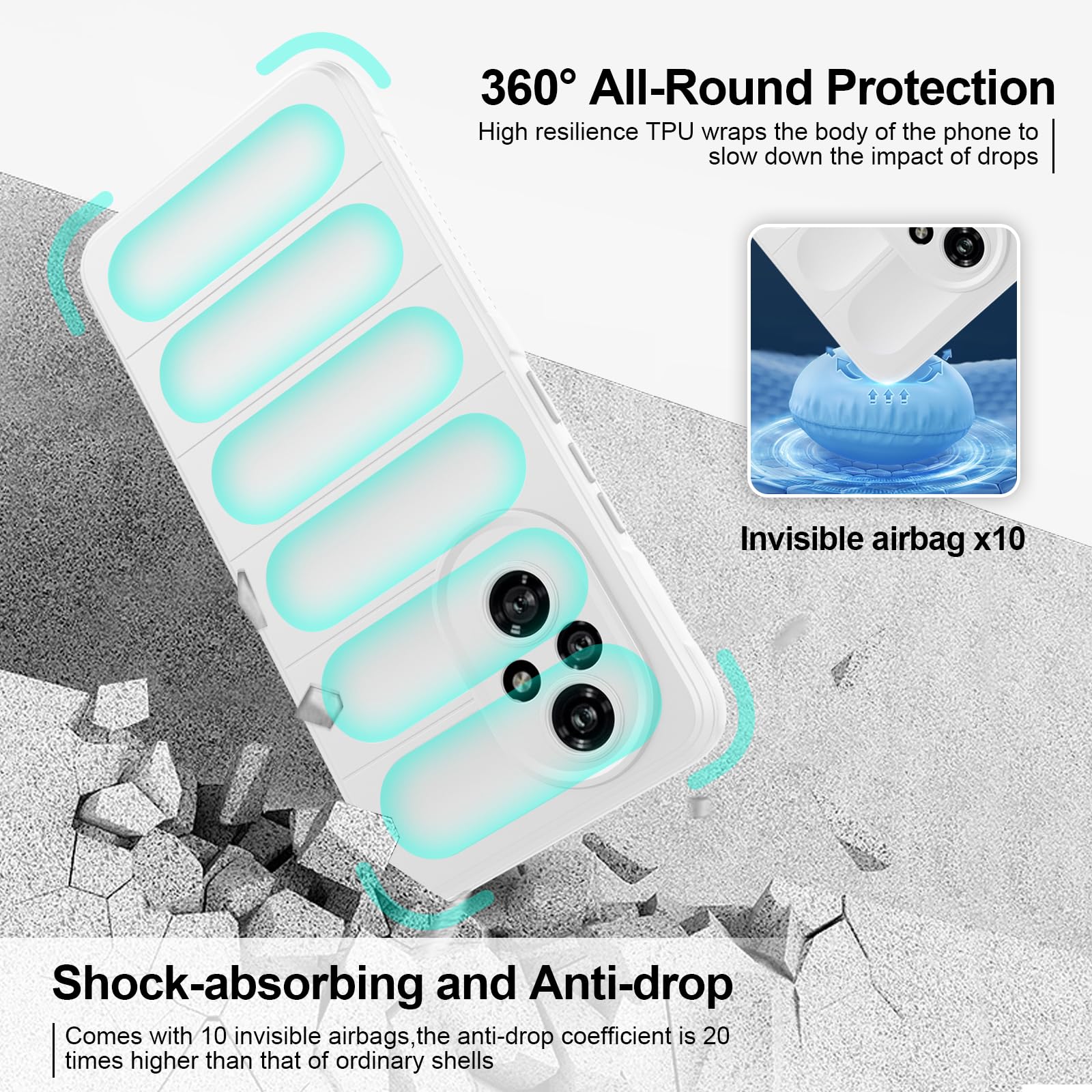 Silicone Case for Honor 200, Anti-Scratch Microfiber Lining, Shockproof Case with Camera Protection, White — view 3