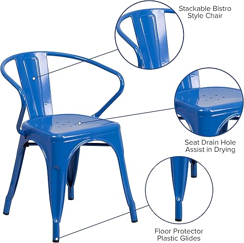 Vista 102 de Flash Furniture silla de metal con apoyabrazos, Metal