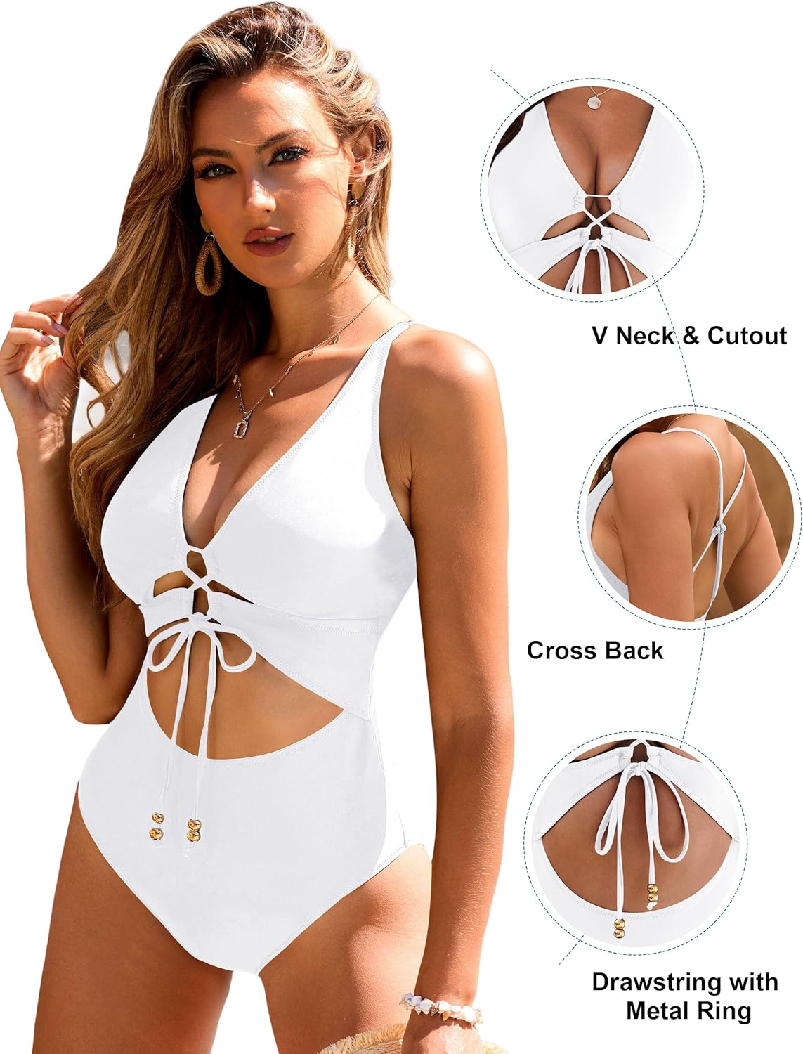 Blooming Jelly Womens Sexy One Piece Swimsuit Cut Out Slimming Bathing Suit V Neck Crisscross Back Swimwear - Image 4