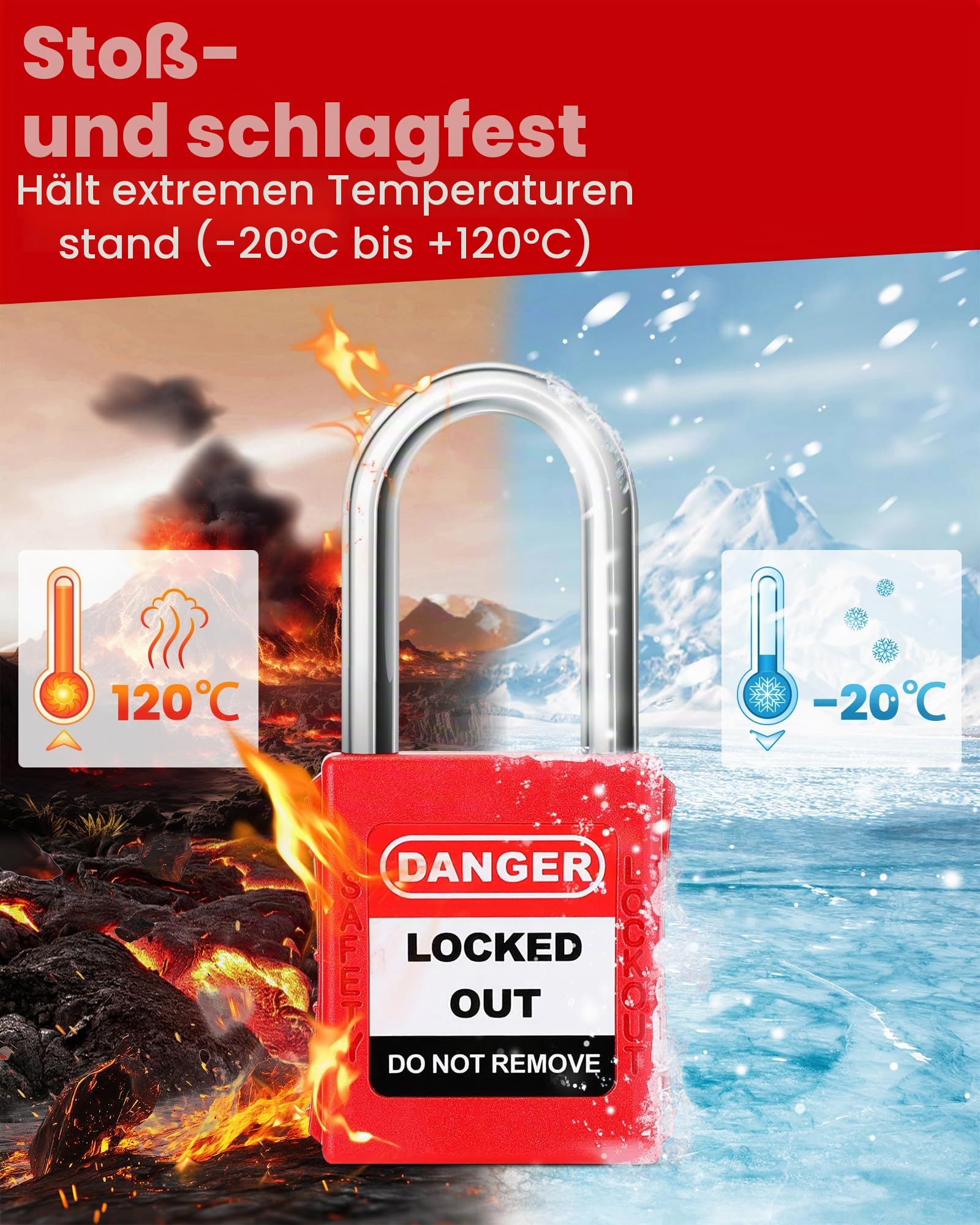 Lockout Vorhängeschloss Set, 10 Stück Watherproof Schloss mit Schlüsseln, 38mm Lockout Tagout Schlösser Lock für Außenbereich Elektriker Industriegelände