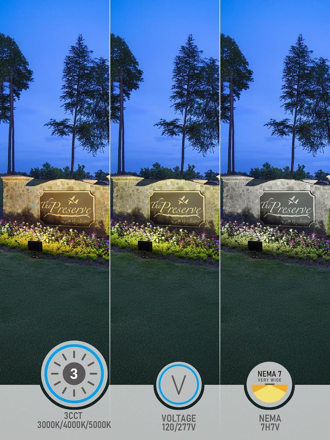 LEONLITE 100W/80W/50W Adjustable LED Flood Light Outdoor with Knuckle Mount, UL Listed, 5000K/4000K/3000K Selectable, 120/277V, Security Flood Lighting for Yard, Garage, IP65 Waterproof, Brown