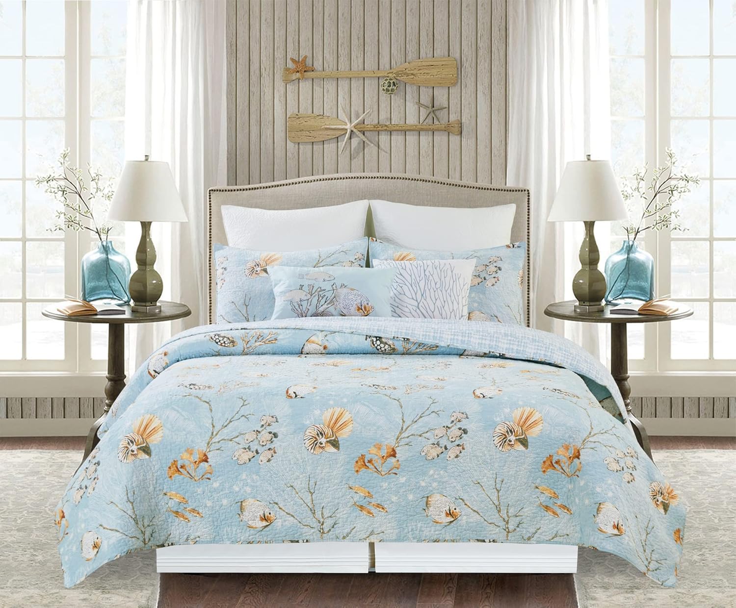 C&F Home Coral Embroidered Throw Pillow 18" x 18" White