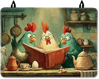 Chicken Stove Top Cover for Electric Stove, Farmhouse Fanciful Cookbook Teapot Spring Green Waterproof Oven Top Cover for Electric Home Kitchen Decor 28x20 Inch