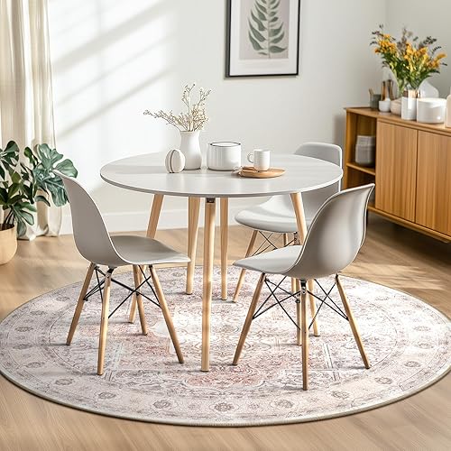 Miniatura 2 de BESTSWEETIE Alfombra redonda vintage de 6 pies para sala de estar, alfombra redonda lavable a máquina, alfombra redonda de 6 pies, antideslizante,