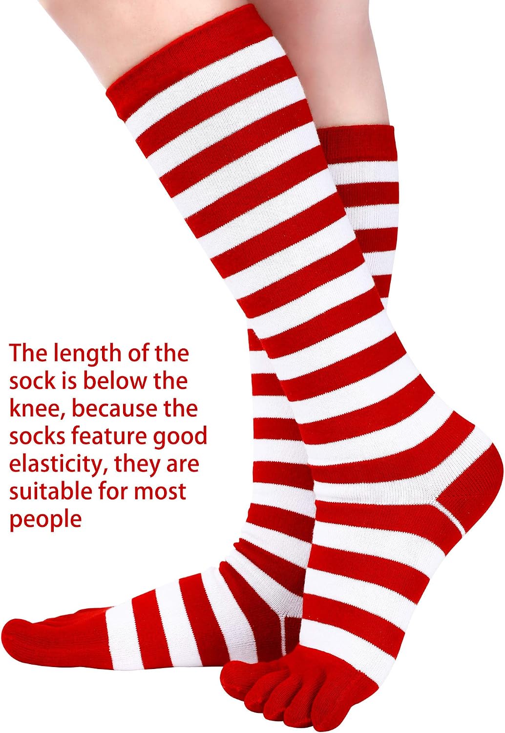 2 Pairs Rainbow Toe Socks 5 Toe Socks Colorful Stripe Rainbow High Socks for Girls Women