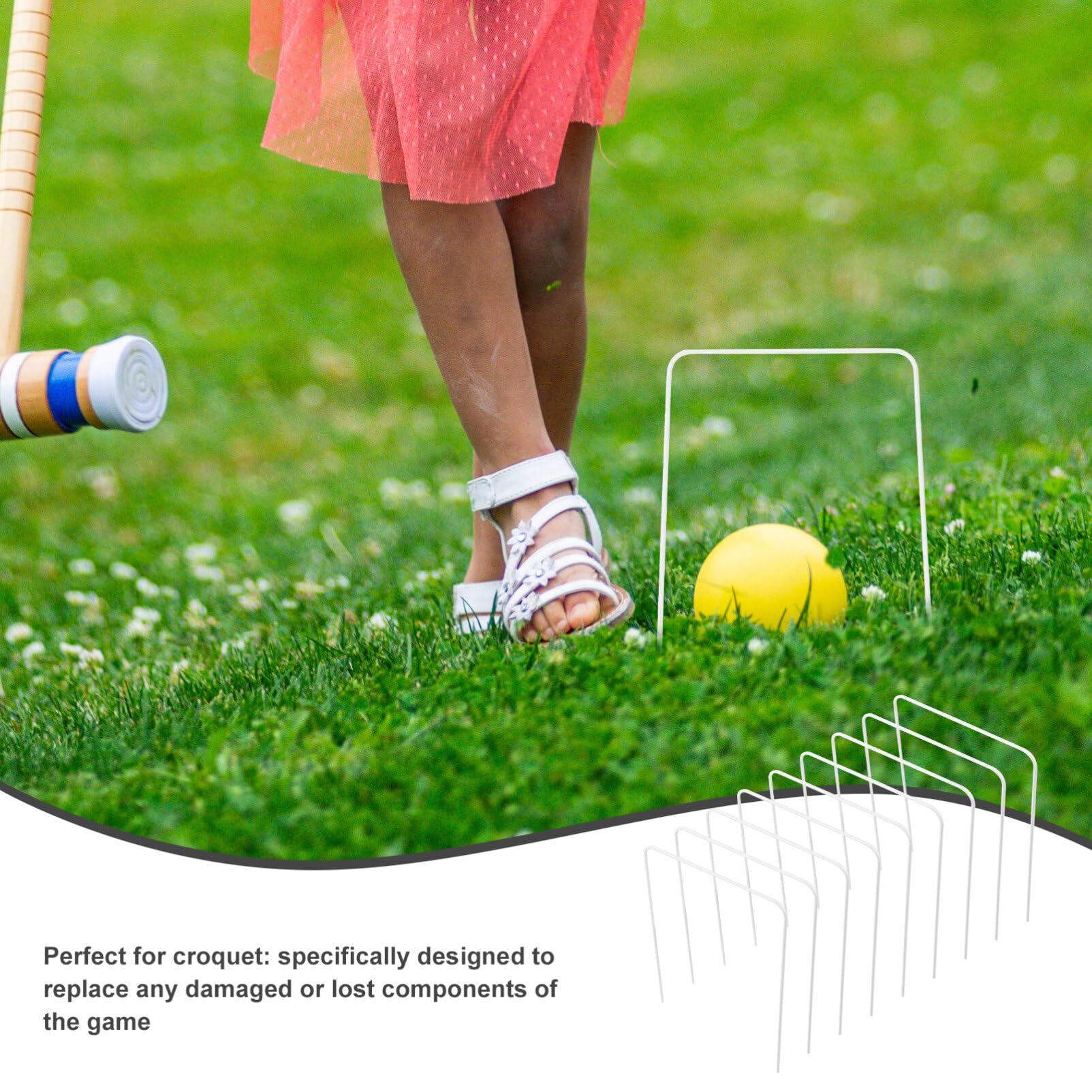 INOOMP Croquet Toy Accessory 9pcs Iron Wire Gate Replacement for Gateball Game Set
