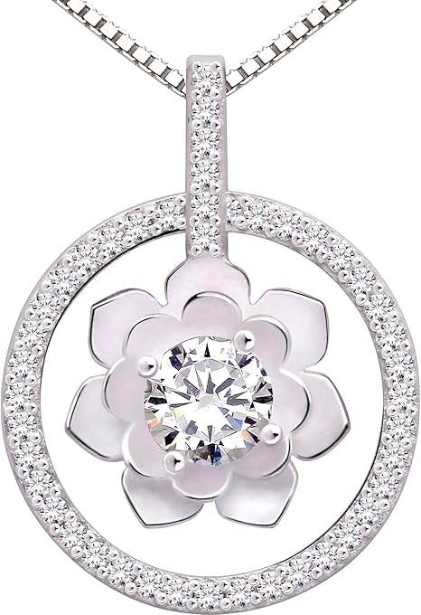 ALOV Jewelry Silver Cz Initial Alphabet Letter A Necklace Pendant