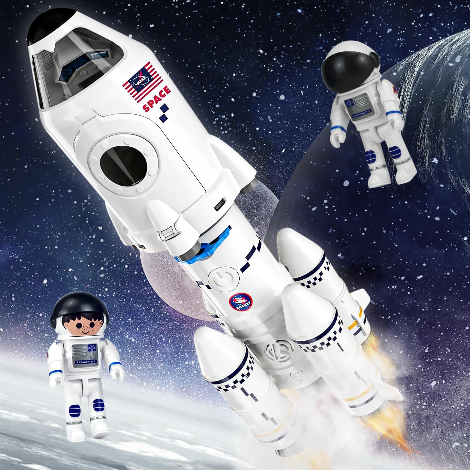 CORPER TOYSSpray Space Rocket Shuttle Toy Set with Light and Sounds for Kids