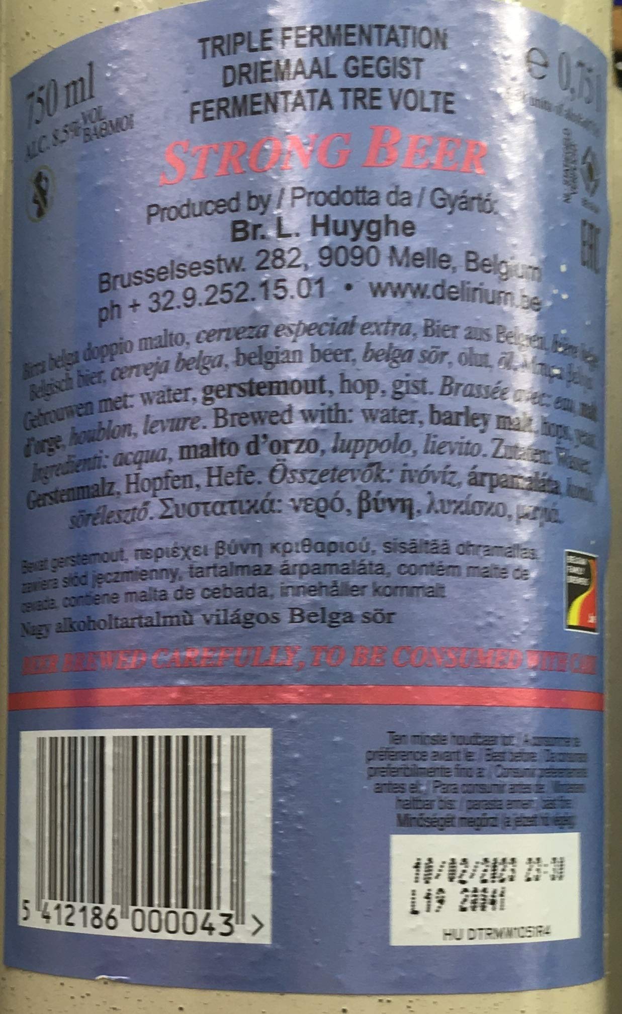 Delirium Tremens Tripel Cerveza Belga [6 BOTELLAS x 750ml]