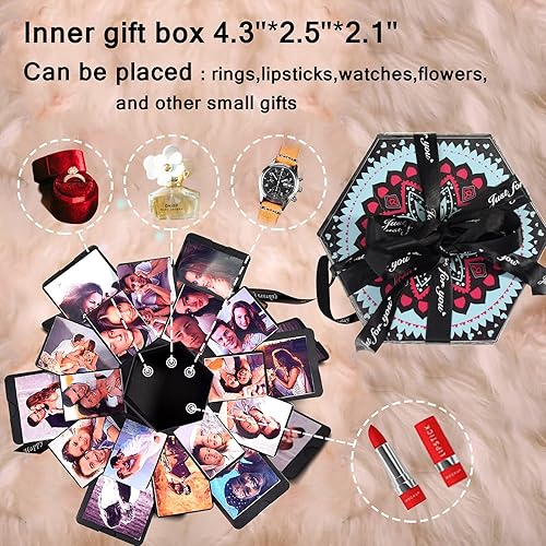 Miniatura 4 de Wanateber Caja de Explosión de Fotos Divertida DIY - Caja de Regalo de Explosión DIY Creativa, Caja de Pegatinas de Fotos Ensamblada Hecha a Mano
